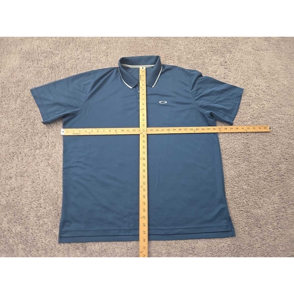 Oakley Polo Shirt Mens XXL Blue Short Sleeve Logo Performance Golf Casual - Picture 3 of 8